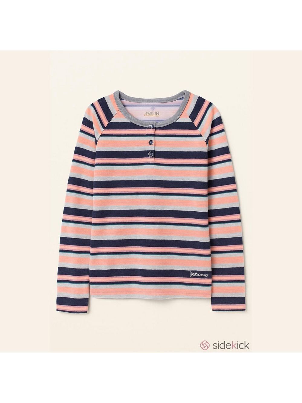 Justice Long Sleeve Sleep Shirt Blue White Pink Stripe Size 14